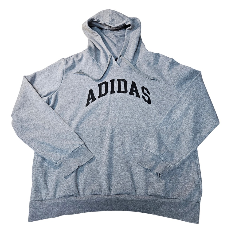 Adidas Womens Graphic Hoodie Heather Grey Arched Logo Pullover XL XL20-22